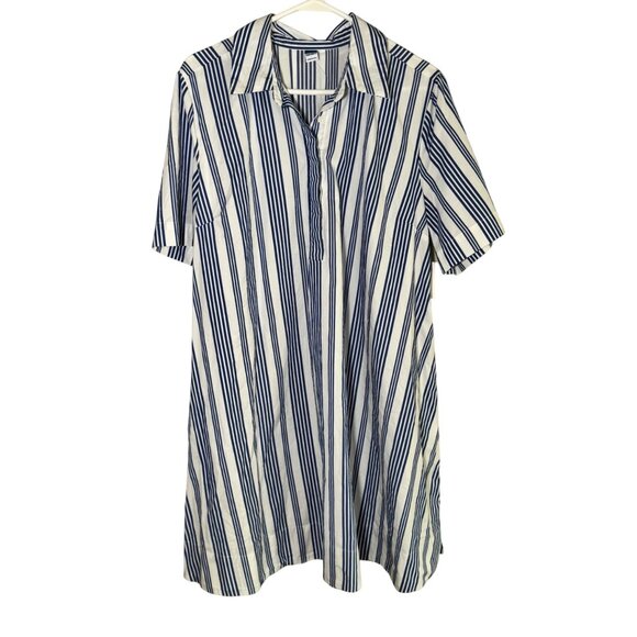 Old Navy Womens Striped Collared Swing Short-Sleeve Shirt Dress with Pockets - Picture 2 of 5